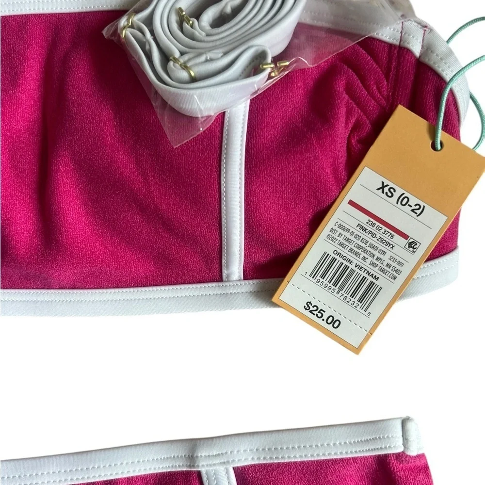 Brand New Kona Sol Two-Piece Bikini Swimsuit - Pink & White - Size XS